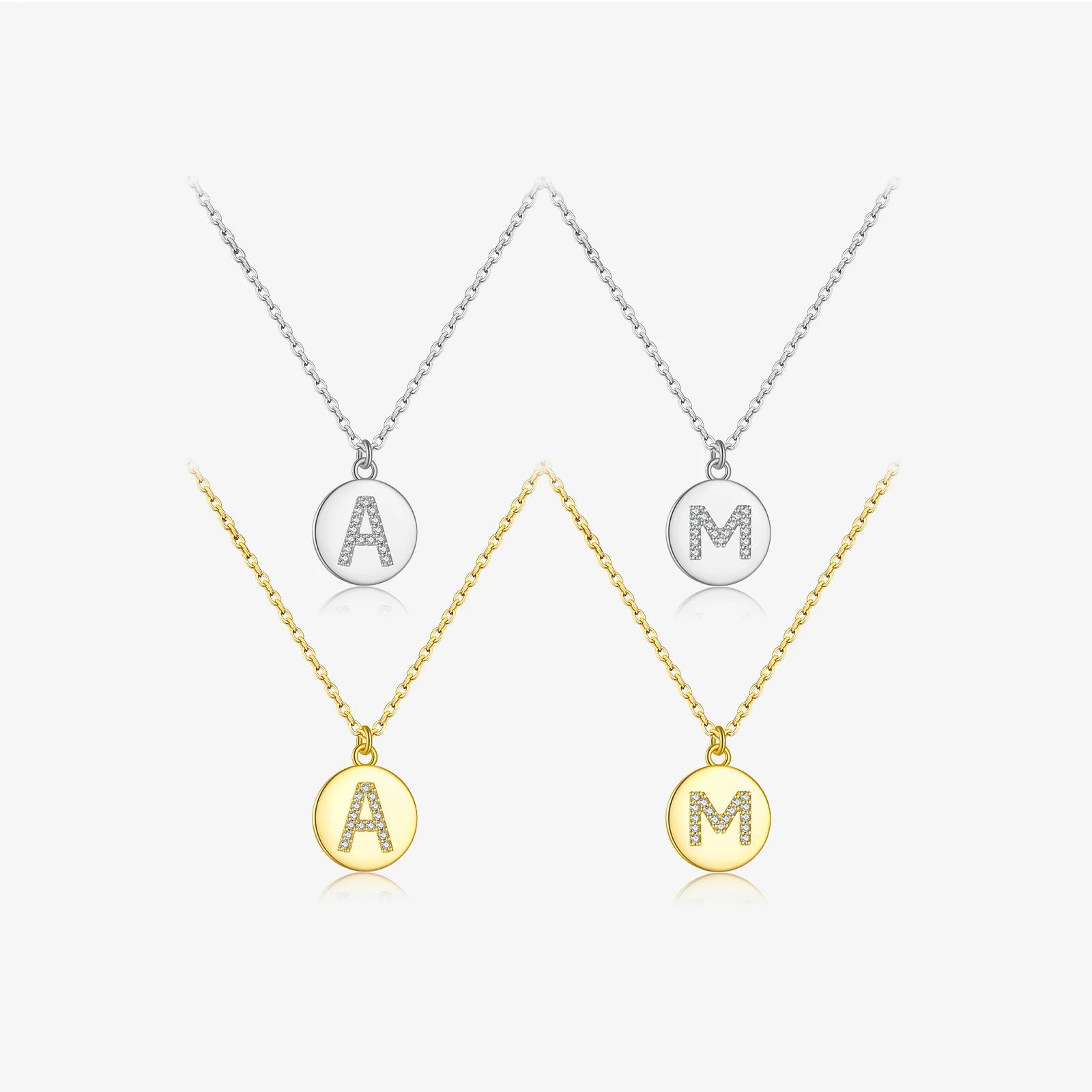 FUAMAY Classic Letter Necklace 18K Gold Plated 925 Silver Initials a Necklace Jewelry Women Coin Pendant Letter M a Necklace
