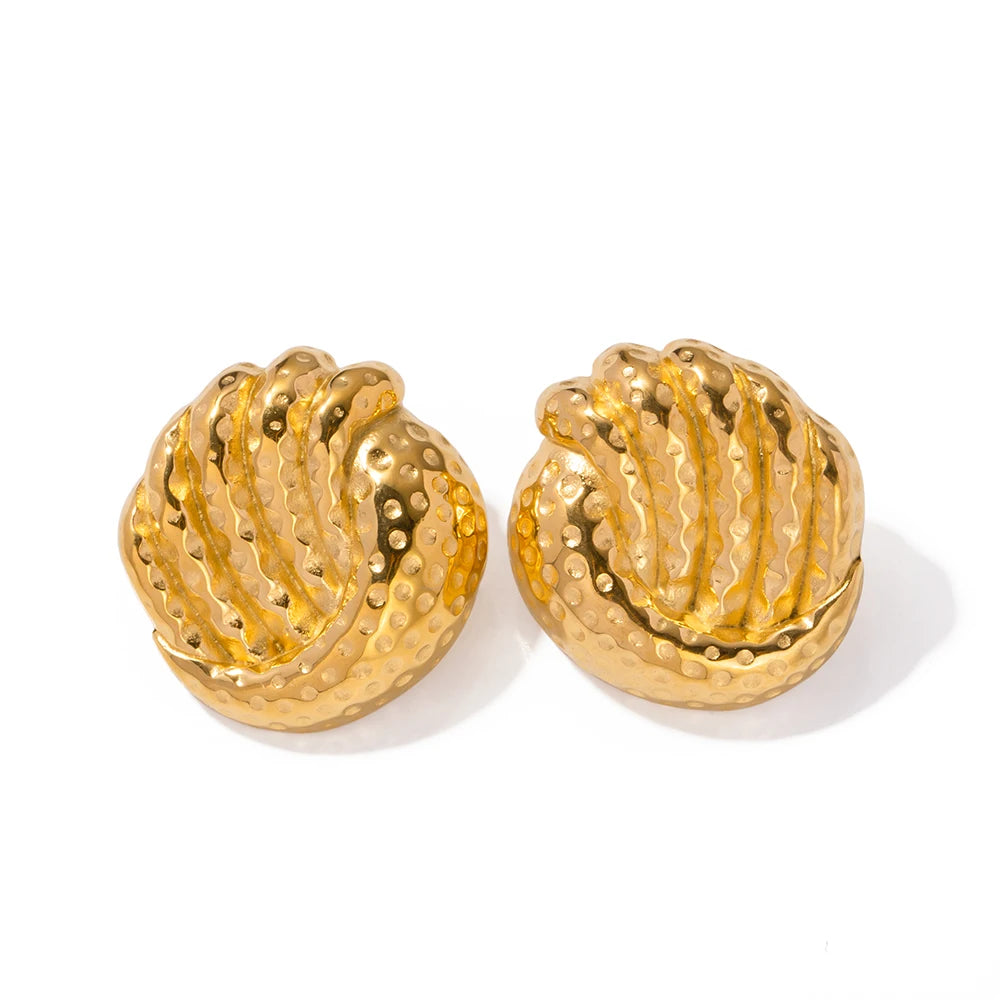 J&D 2023 Fashion New Arrival Tarnish Free Waterproof 18k Gold Plated Stainless Steel Stud Earrings for Women