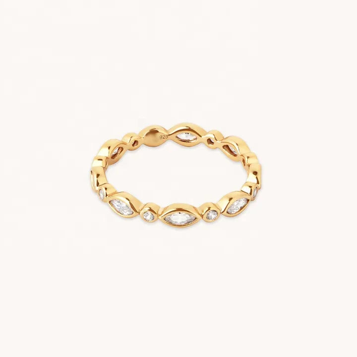 LOZRUNVE Sterling Silver 925 Jewelry Factory 18k Gold Vermeil Delicate Bezel Marquise Eternity Ring