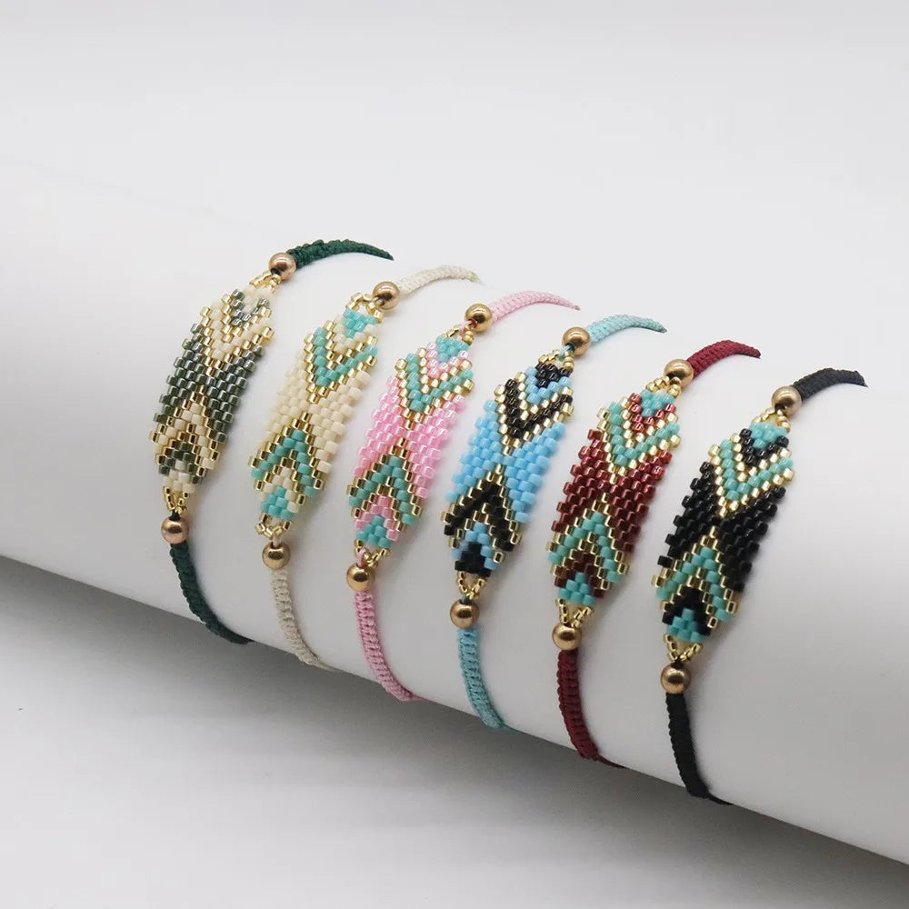 2025 Handmade Bohemian Style Geometric Pattern Seed Bead Miyuki Beaded Bracelet for Women Trendy Jewelry Couples Stylish Gift