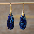 Hot Selling Bohemian Style Blue Natural Stone Emperor Stone Drop Pendant Earrings for Women