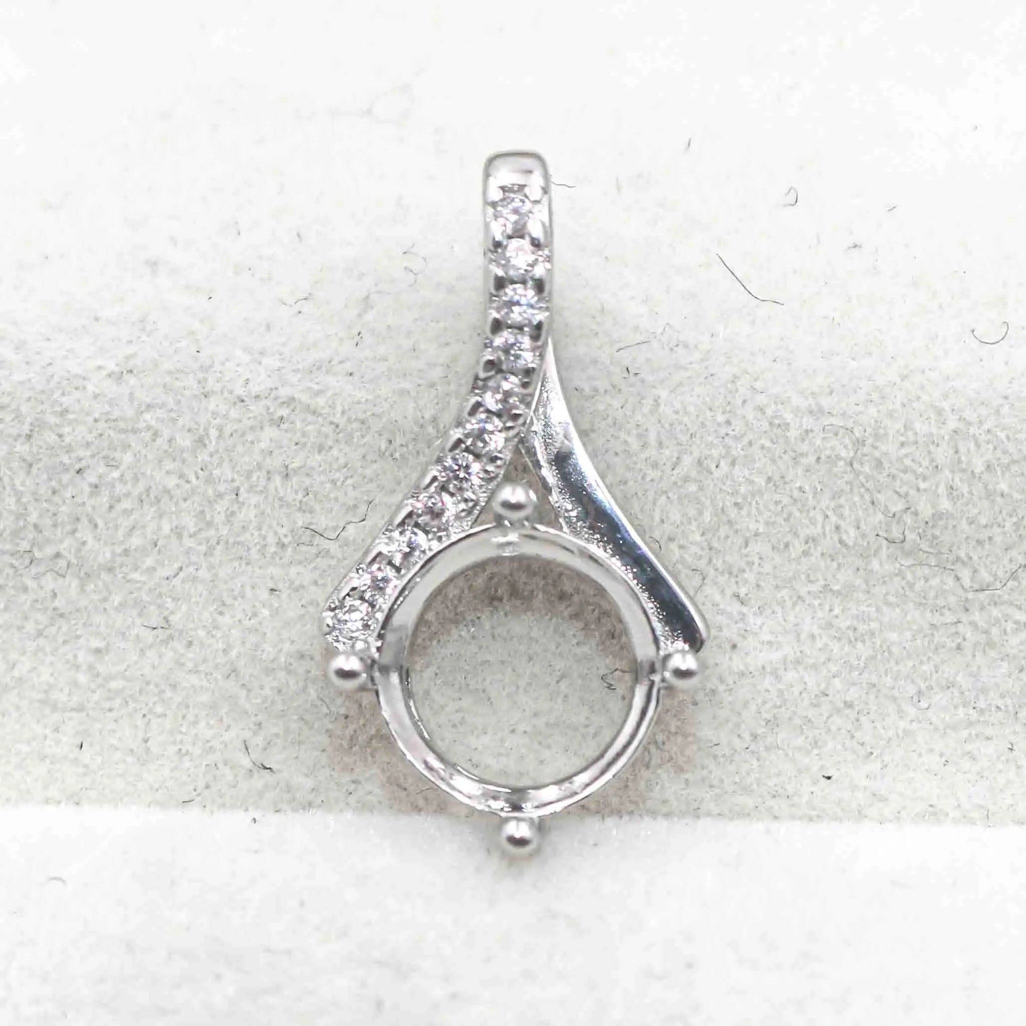 Sterling Silver 6mm/8mm Semi Mount Pendant Empty Frame Blank Support Setting S925 Base Holder Without Center Stone for DIY Inlay