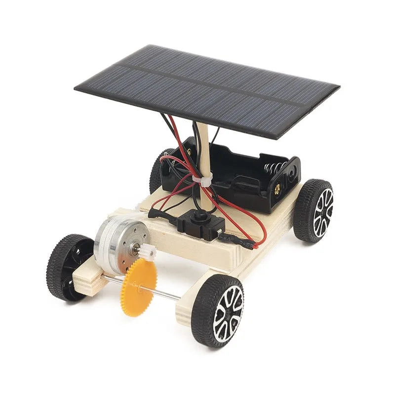 Fun Wooden DIY Solar Electric Vehicle Toy Car Science Experiment Kits Puzzles
