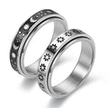 Europe and United States Cross-Border Fashion Rings Titanium Steel Small Zou Ju Star Moon Rotating Couple Ring