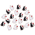 Enamel Alloy Cute Cat Animal Charms Pendant with Red Love Heart for for Earrings Bracelets Necklaces Jewelry Making