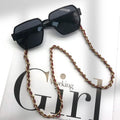 Leather Eyeglass Chain with Metal Ring Wrapped Around the Outside