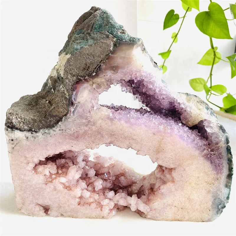 Wholesale Natural Crystal Druzy Geode Ore Purple Pink Amethyst Geode Cluster for Fengshui