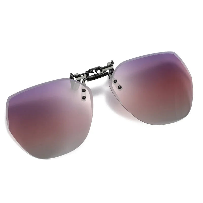 2025 Stock Fashion Super Light Alloy Blue Clip-on Photochromic Yellow Lens UV400 Mirrored Polarized Magnetic Sunglasses