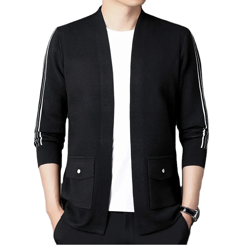 2025 New Arrival Men's Formal Style Long Sleeve Open Front Cardigan Sweater Anti-Wrinkle Anti-Shrink Breathable for Autumn
