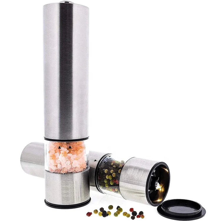 Battery Powered Electric Salt and Pepper Grinder Blue Light Stainless Steel Kitchen Set Cooking Kitchen Tools & Gadgets Support