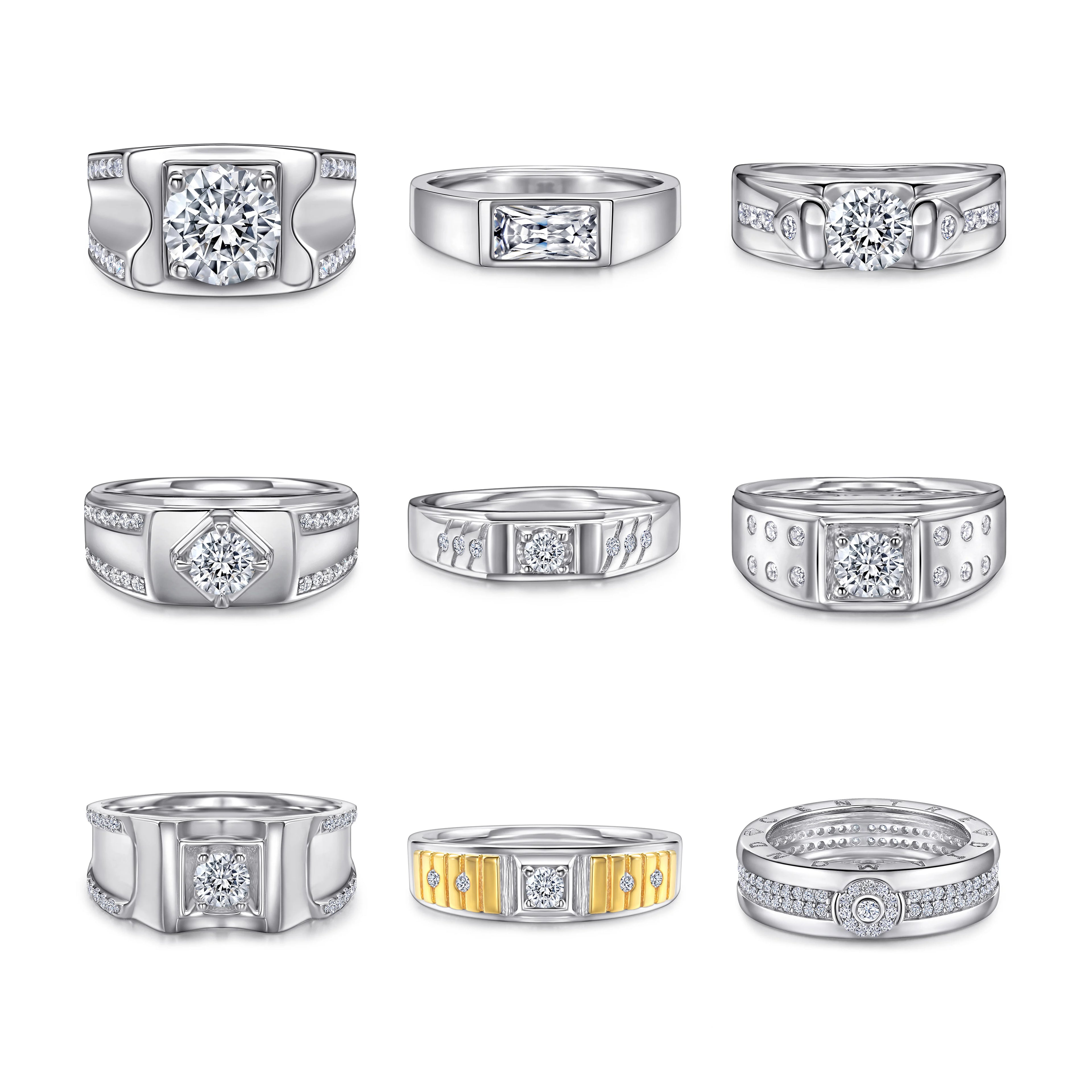 Tonglin Fine Jewelry Manufacturer 925 Sterling Silver Zircon Engagement Wedding Ring for Man