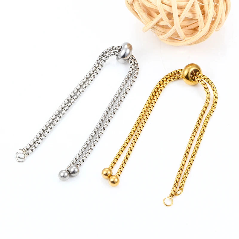Stainless Steel Chain Bracelets Necklace Adjustable Jewelry Making Beads With Stopper Slide for DIY Jewelries