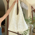 Retro Lace Women's Shoulder Bags Summer Large Capacity Female Vacation Tote Handbags Sweet Vest Bag Commute Tote Shopping Bag