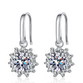 Classic Simple Sunflower Moissanite Diamond S925 Sterling Silver New Ear Hooks Female