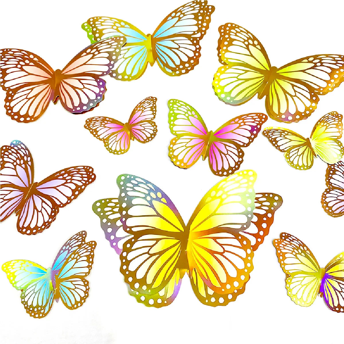 Holographic Gloden Foil Pop up Card 3D  Butterfly Fly Out Cards for Birthday Valentines Graduation Decoration