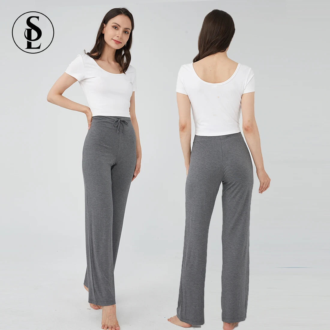 Lightweight Elastic Waist Thermal Knitted Bamboo Lounge Pants Plus Size Pajama Bottoms for Ladies