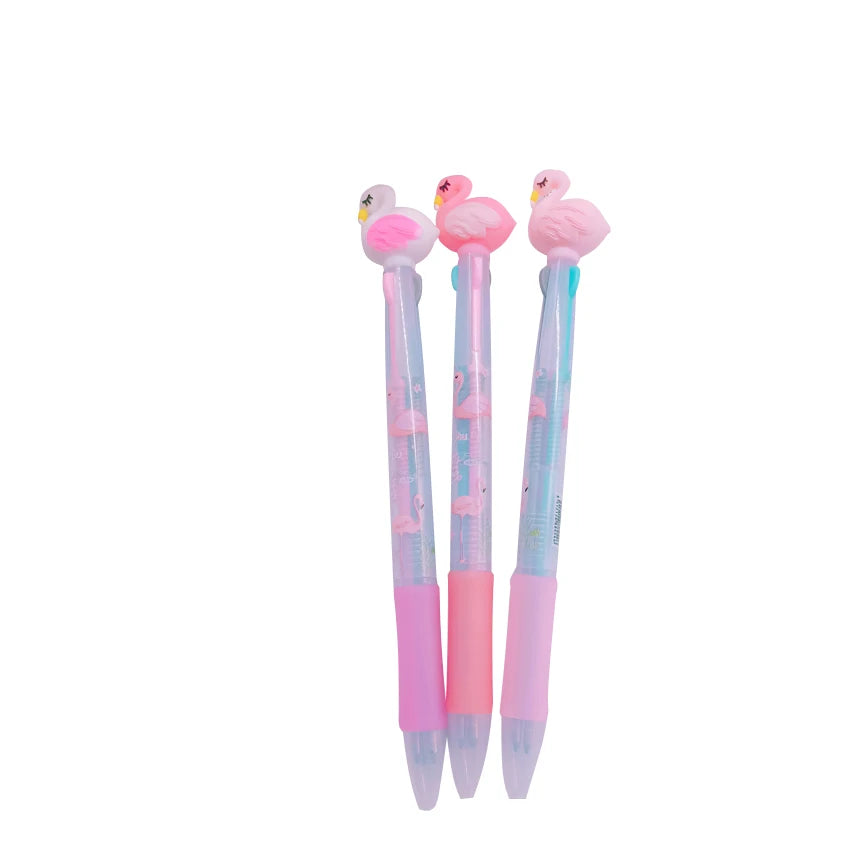 Korean Flamingo Cartoon Silicone Blue Black Red 3 Color Press Ballpoint Pen School Office Supply Gift Stationery