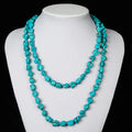 Turquoise Beads Endless Necklace Long Knotted Stone Multi-Strand Layer Necklaces Handmade Jewelry 47inch