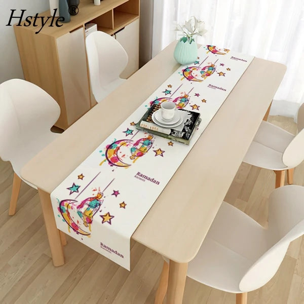 13*70 Inch Eid Mubarak Decoration Tablecloth Moon Festival Table Runner Muslim Ramadan Festival Party Supplies Placemat SD1579