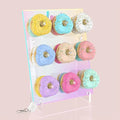 LED Light Acrylic Reusable Clear Donut Wall Display Stand Multiple Colorful Lighting Modes for Party Decorations Birthday Shower