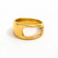 Joolim Jewelry Wholesale 18K Gold Plated Half Hollow Geometric Band Rings Stainless Steel  for Women Rings
