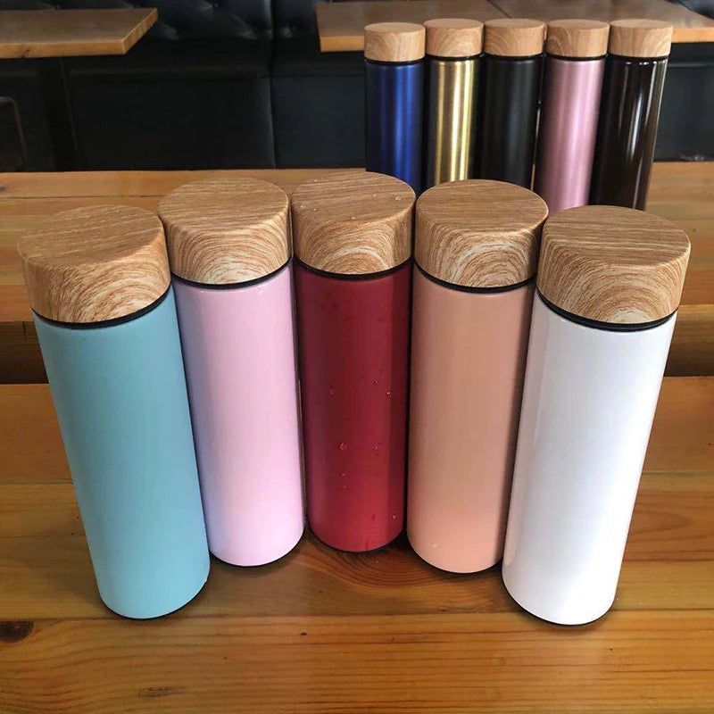 FX Factory 500ml Straight Water Bottle With Bamboo Lids for Gift Custom Logo Free Thermos Tumbler