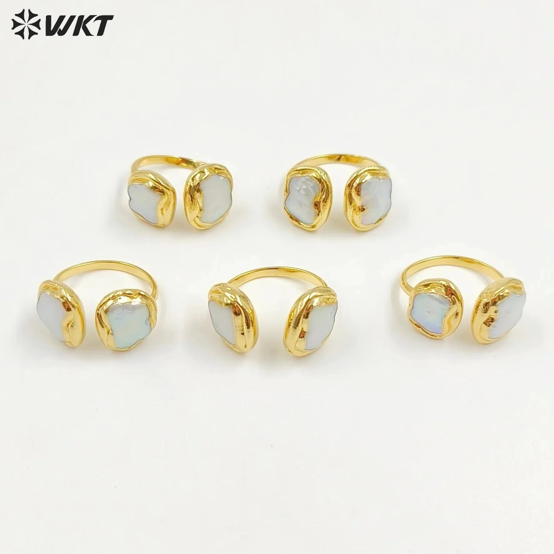 WT-MPR029 Stylish and Charming Simple Ring Natural Pearl  Adjustable Rings Wire Wrap Shape for Women Gifts Pearl Ring