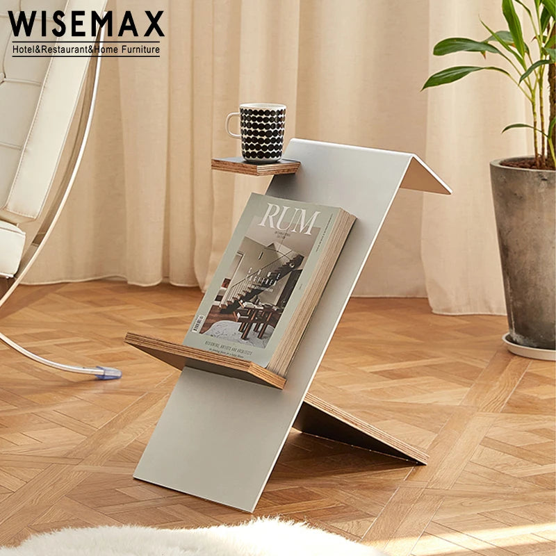 WISEMAX FURNITURE Nordic Modern Style Home Furniture Plywood X Shape Side Table Coffee Corner Book Shelving for Home Living Room