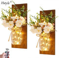 Jar Sconces Handmade Wall Art Hanging Design with Remote Control LED Fairy Lights White Peony Decorative Flowers and Plants