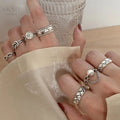 VKME Fashion Hot Selling Ring Vintage Silver Chain Ring for Women Jewelry