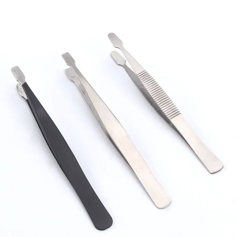 Extra Fine Point Durable Tweezers For Soldering SMD Components Stainless Steel High Elasticity Flat Tip Tweezers