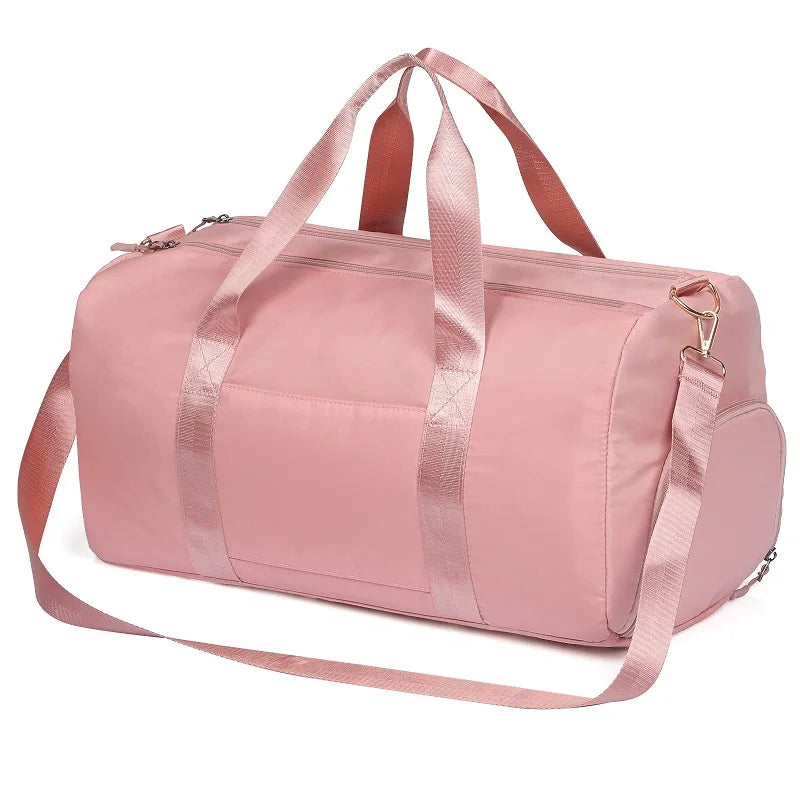 Dry Wet Separated Lightweight Waterproof Pink Overnigt Weekend Unisex Sports Travel Fitness Gym Crossbody Duffle Bag