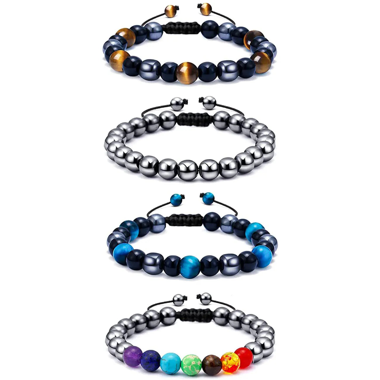Simple Cool Bright Colorful Natural Stone Bracelet Summer Braid String Beaded Bracelet for Men and Women