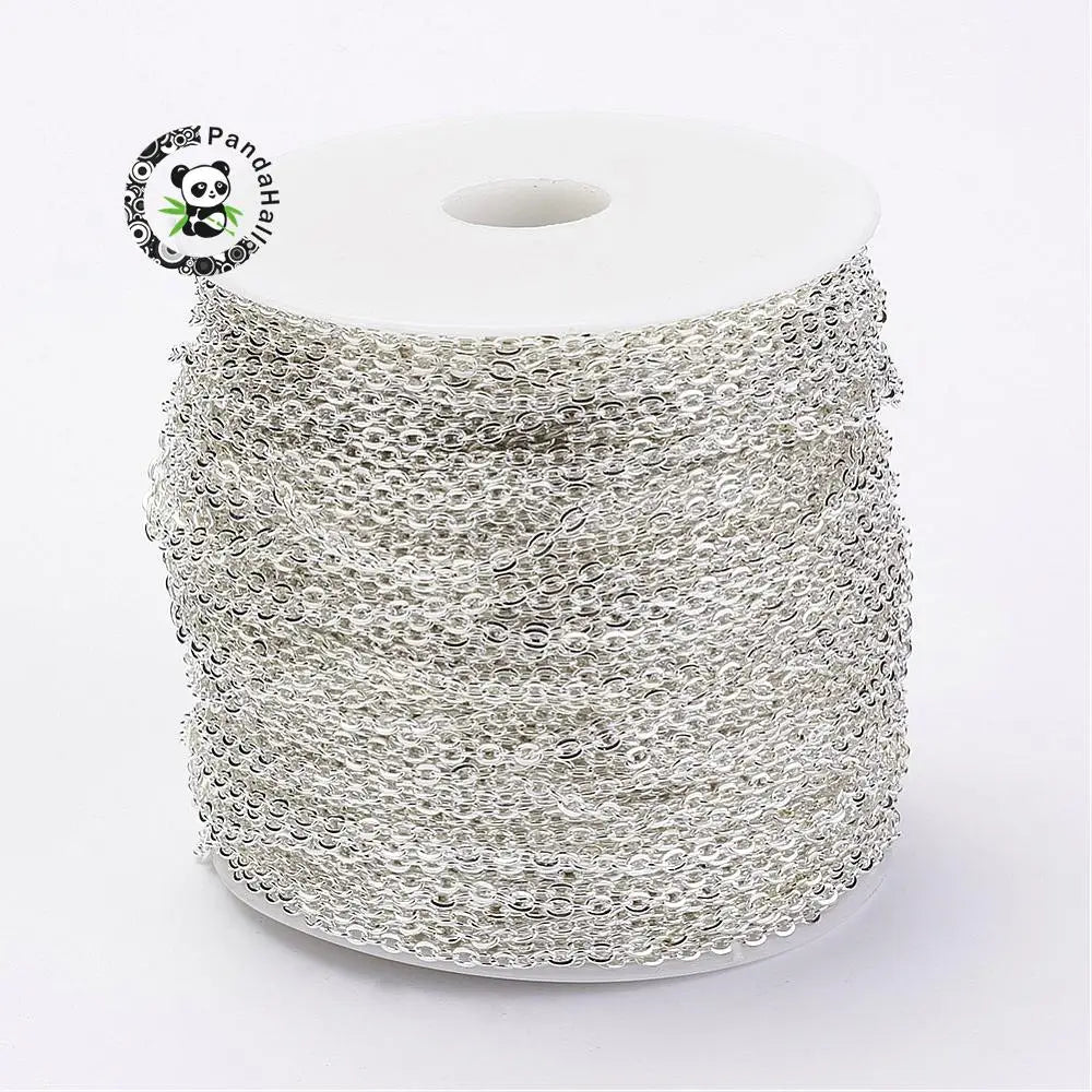 Pandahall 100m 3x2x0.6mm Iron Chains Oval Necklace Link Chain Roll for Jewelry Making Chains Diy Bracelet Necklace