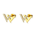American Design Earring Luxury Initial Stainless Steel Gold Plated Screwback Statement Moissanite Diamond Stud Earrings