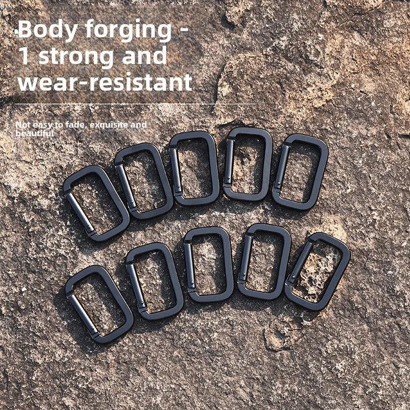 Custom Laser Logo Matte Black Small Unique Aluminum Alloy Rectangle Square Shaped Plain Carabiner Stcks