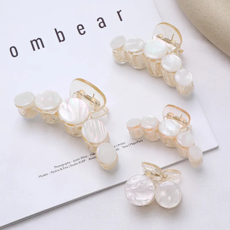 New Fashion Woman Girls Acrylic Hair Claws Elegant Hair Clips Crab Ornament Hairgrip White Mermaid Color Hair Accessories