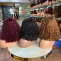 Wigs Original Human HairRaw Brazilian Hair WigSDD 14 Inch Nature Color 4*4 Lace Closure Luxury Curly Bob Wig Human Hair