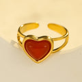 Fashion Heart Rings Jewelry Women Red Agate and Garnet Ethnic Gold 18k Ring Jewelry Women Wholesale