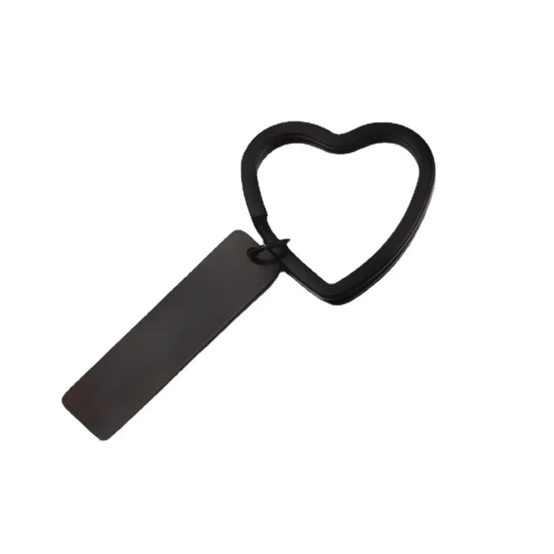 New Fashion Jewelry Stainless Steel Heart Key Ring Bar Keychain Blank Laser Engraving Keychain Custom for Diy Key Ring