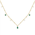 SC Dainty Thin Gold Plated Choker Necklace Women Luxury Retro Water Drop Emerald Green Zircon Tassel Necklace for Daughter