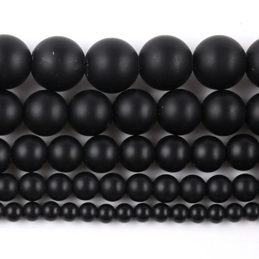 Wholesale Supplier Frosted Matte Black Beads Gemstone Beads with Charms Bracelet Beads for Women