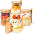 YOLOWE HOME Multifunctional Glass Food Container with Bamboo Lid for Spices Jars Includes Spoon Customizable