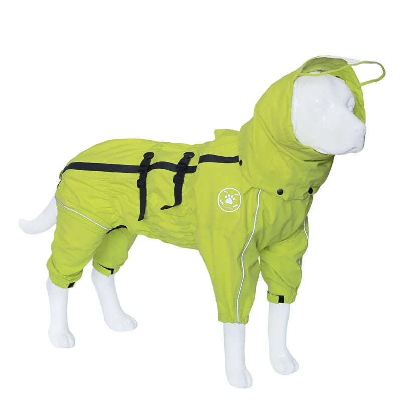All-Inclusive Four-Legged Reflective Strip Pet Raincoat Waterproof Windproof Polyester Dog Clothing for Summer