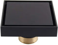 4 Inch Solid Brass Square Shower Floor Drain with Tile Insert Grate Removable Cover Hair Catcher Strainer