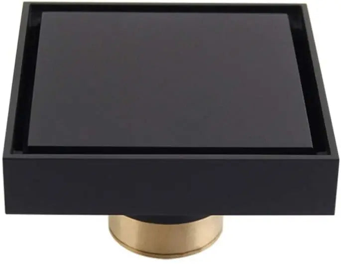 4 Inch Solid Brass Square Shower Floor Drain with Tile Insert Grate Removable Cover Hair Catcher Strainer