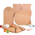 Wholesale Customized Handmade Dessert Solid  Wooden Wave Shaped  Dinner Charger Plates