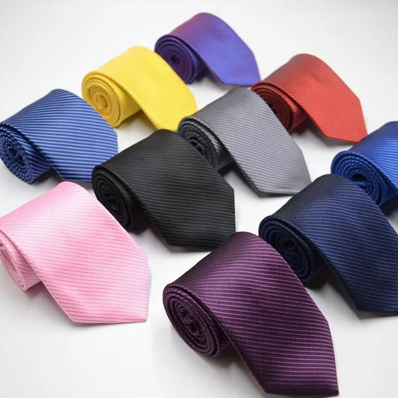 Hot Sale Solid Color 8cm Plain Ties Polyester Pinstripes Necktie Solid Mens Skinny Ties Fashion Plain Gravata Ties