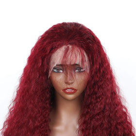 13x4 Lace Human Hair Wigs for Women Water Curly Colored 99j Burgundy Hd Lace Wig 13x6 Loose Deep Wave Red Colored Frontal Wig