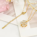 Hot Selling New Gold Plated Rotatable Clover Necklace Rotating Ring Clavicle Chain Pendant Necklace for Girlfriend